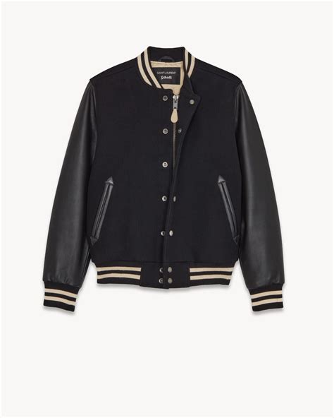 schott ysl|SCHOTT VARSITY JACKET IN WOOL AND LAMBSKIN.